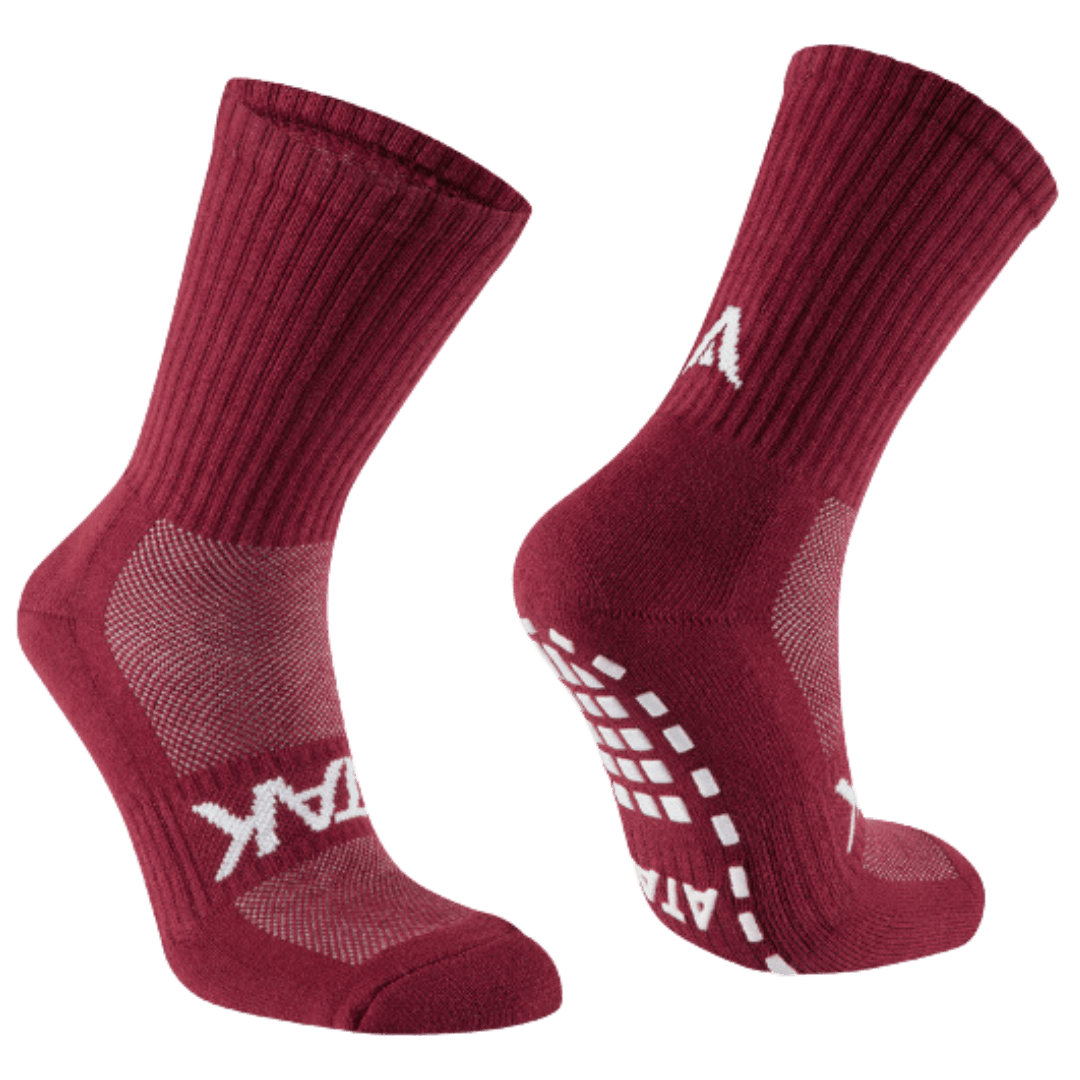 ATAK | ATAK Non-Slip Mid Leg Socks Maroon | Non-Slip Mid Leg Socks Maroon - EUR 36-38 | UK 3-5 | Total Hockey