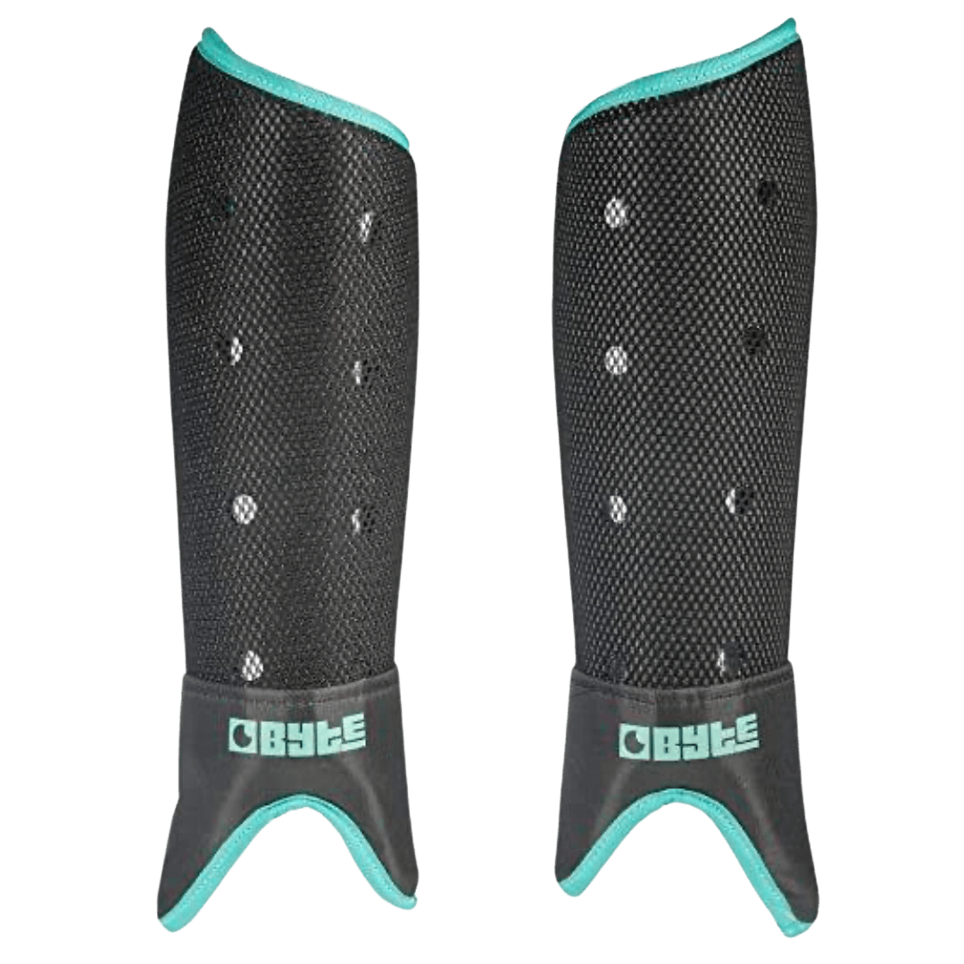 Byte | Byte SX Shinpads | SX Shinpads - Black/Teal / Small | Total Hockey
