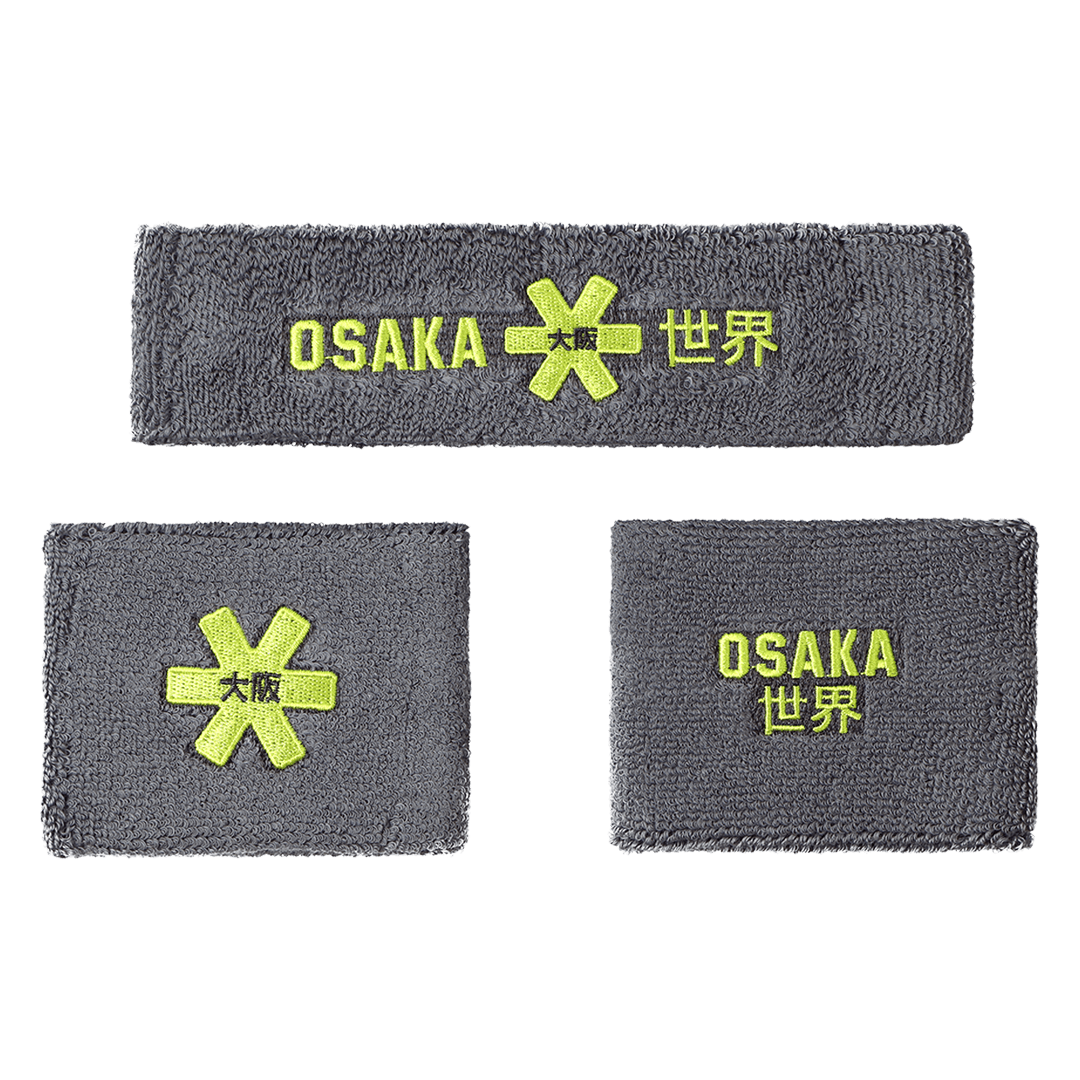 OSAKA Hockey | OSAKA Hockey Sweatband Set 2.0 | Sweatband Set 2.0 - Grey /Lime | Total Hockey
