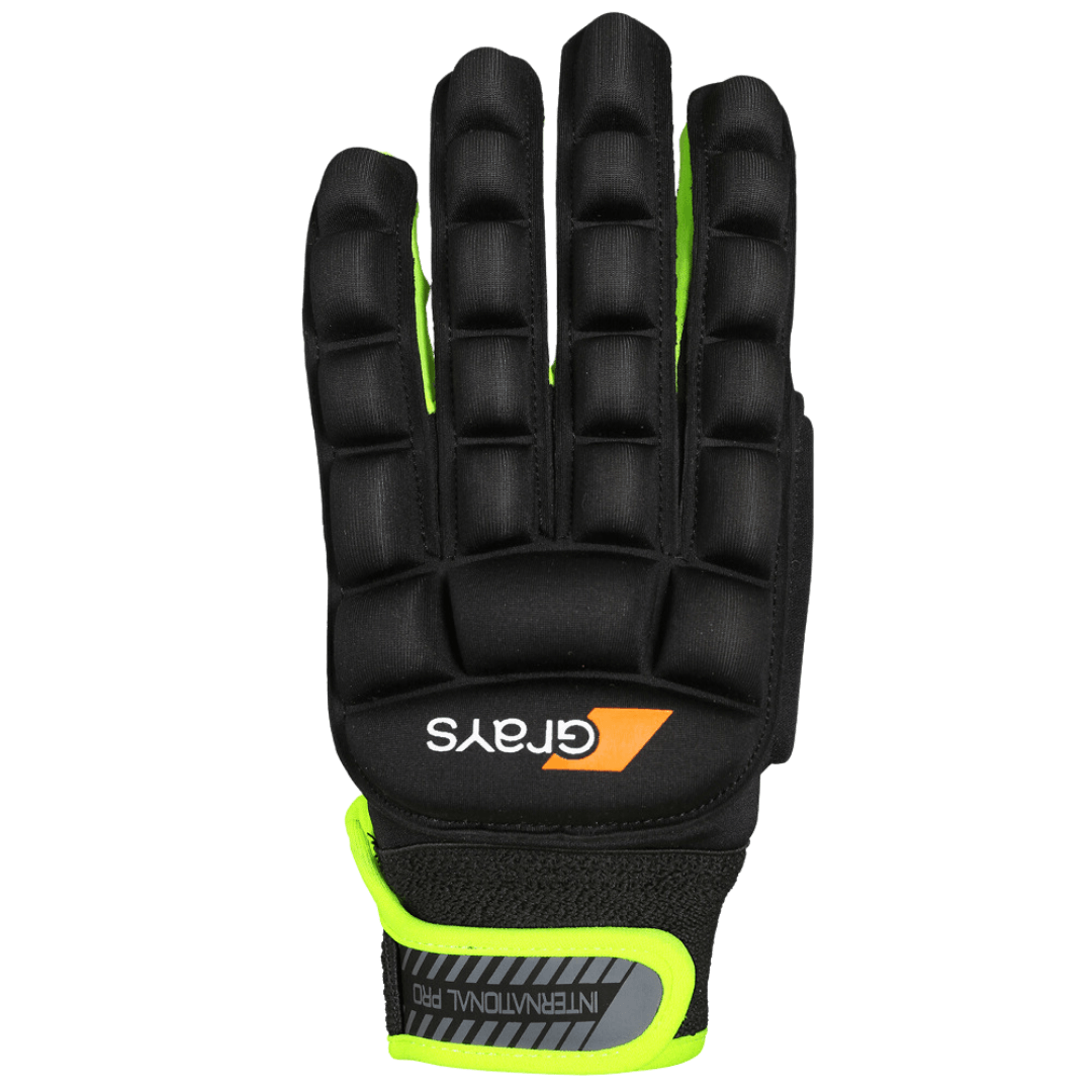 Grays | Grays International PRO Glove Right Hand | International PRO Glove Right Hand - Black/Yellow / 2XSmall | Total Hockey