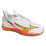 Total Hockey | Total Hockey Mizuno Leopardus Hockey Shoe | Mizuno Leopardus Hockey Shoe - White/Fiery Coral | Total Hockey