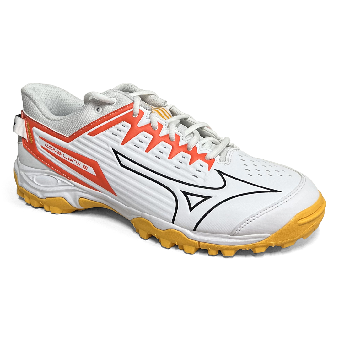 Total Hockey | Total Hockey Mizuno Lynx Hockey Shoe | Mizuno Lynx Hockey Shoe - White/Fiery Coral | Total Hockey