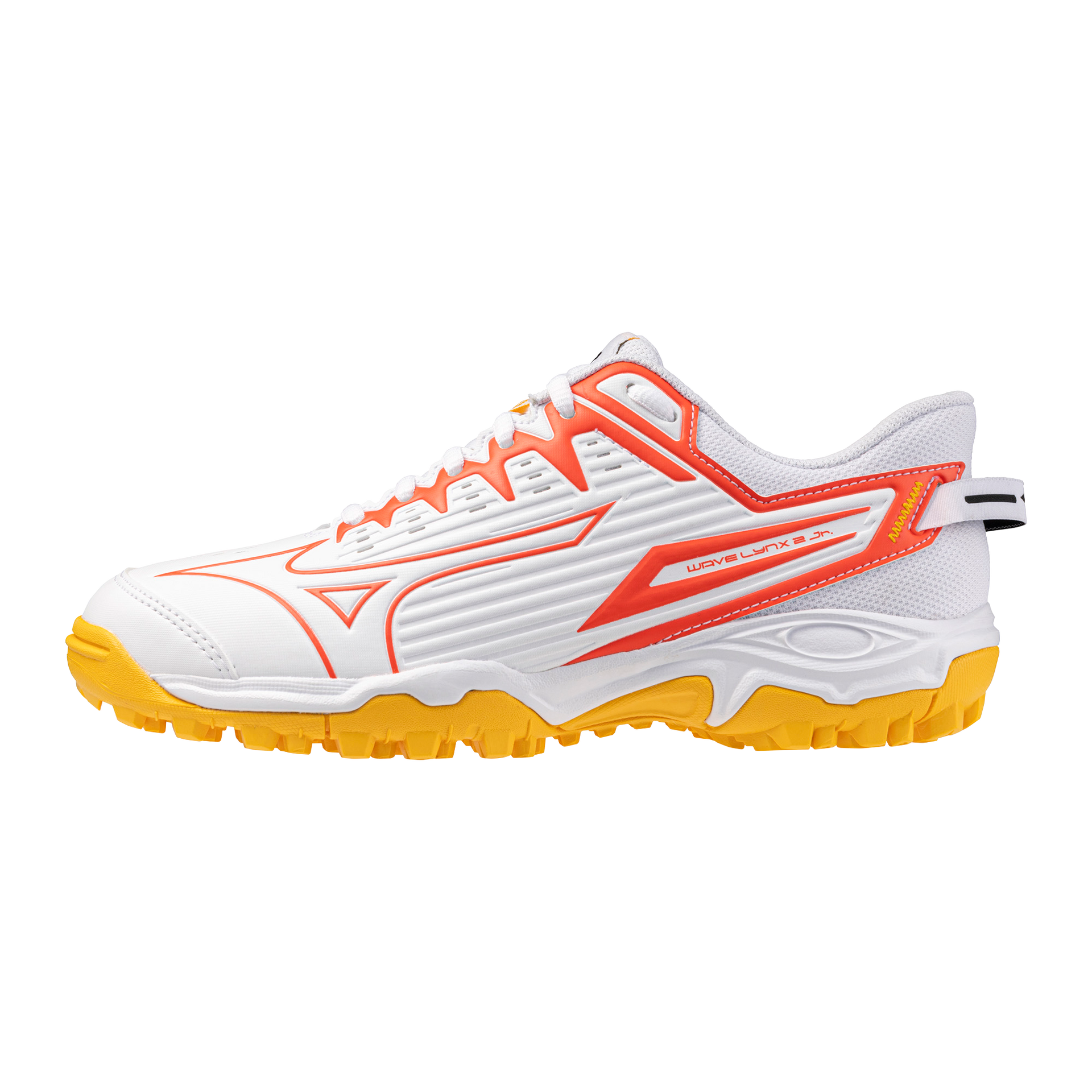 Mizuno | Mizuno Wave Lynx 2 White/Fiery Coral Jr (2025) | Wave Lynx 2 White/Fiery Coral Jr (2025) - EUR 32.5 | UK 1 | Total Hockey